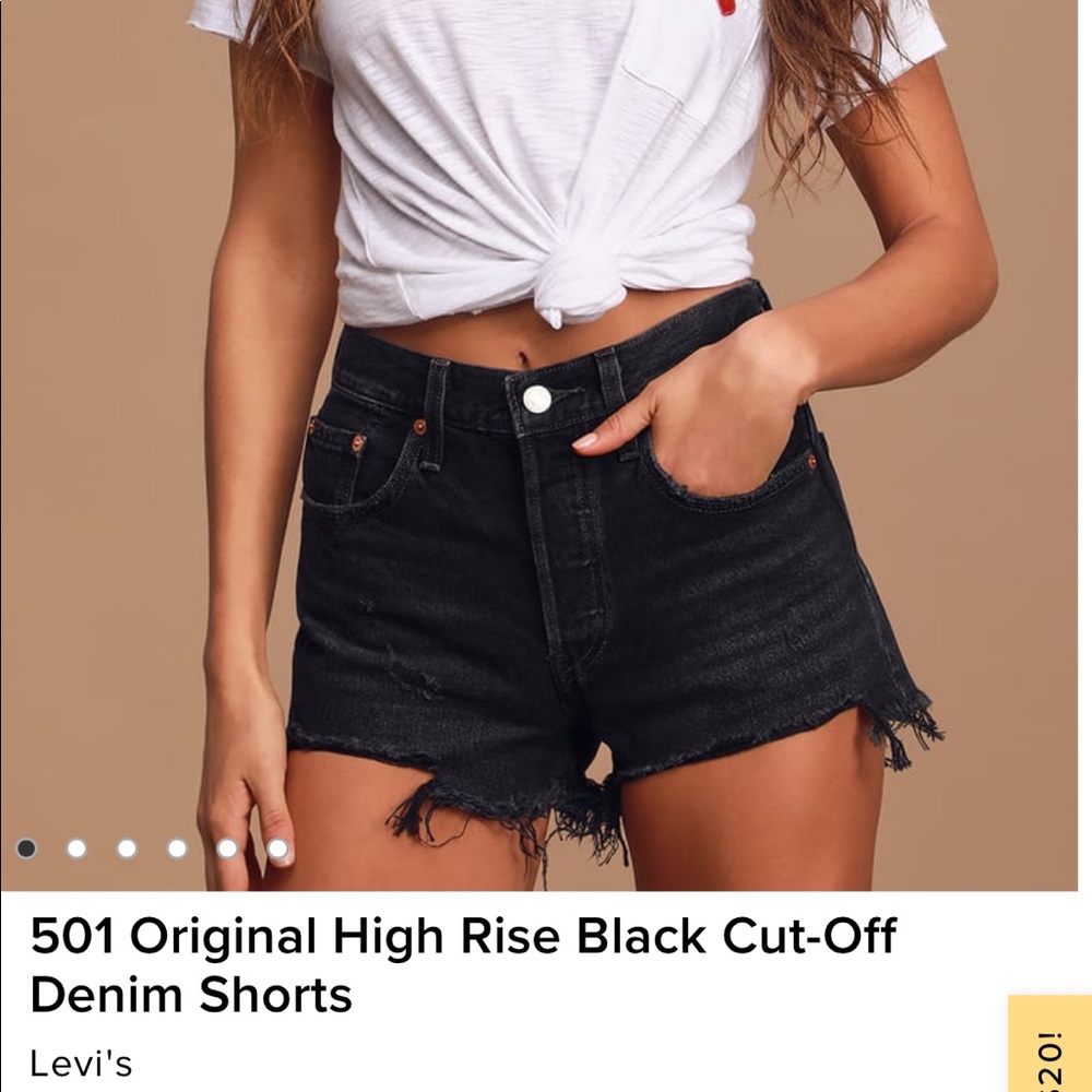 Levi’s 501 High Rise Black Cut Off Denim Shorts size 26